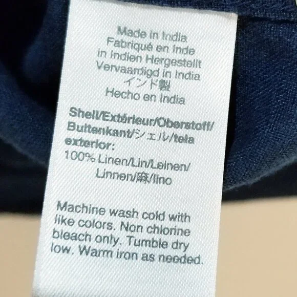 Men’s J. Crew SLIM - Baird McNutt Irish Linen Button Up Shirt - Navy Blue Small - Picture 6 of 7